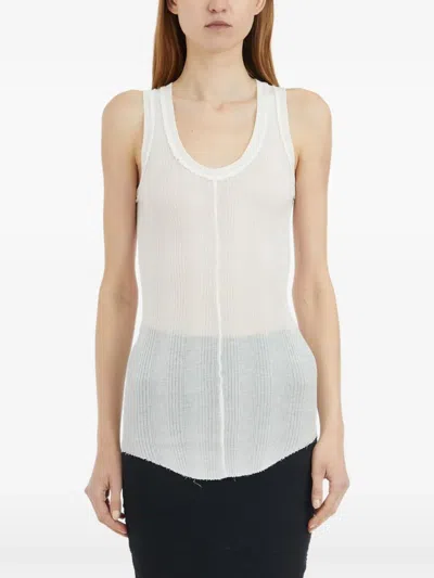 Marc Le Bihan Raw-edge Ribbed Tank Top In White