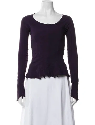 Pre-owned Marc Le Bihan Scoop Neck Long Sleeve Top In Blue/white