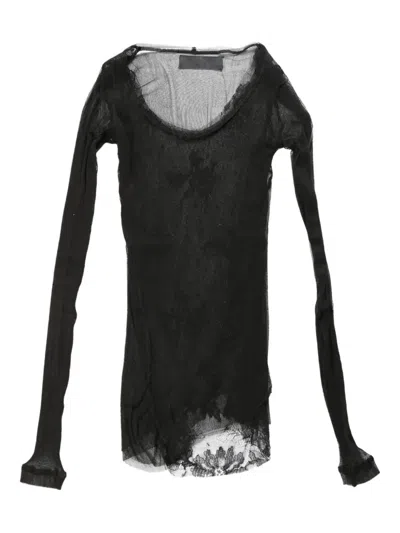 Marc Le Bihan Sheer Lace Long-sleeve Top