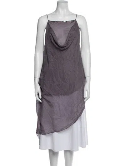 Pre-owned Marc Le Bihan Silk Cowl Neck Tunic In Purple