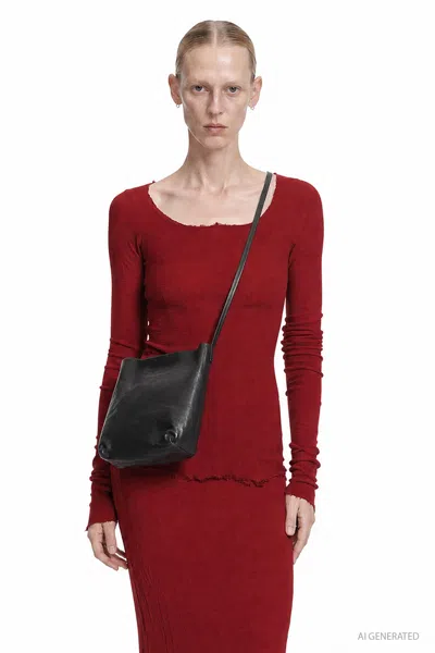 Marc Le Bihan Stretch Long Sleeve Corset Top In Red