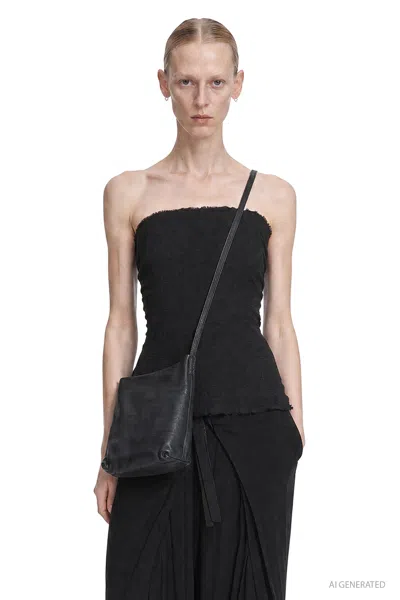Marc Le Bihan Stretch Nylon Silk Bustier Top In Black