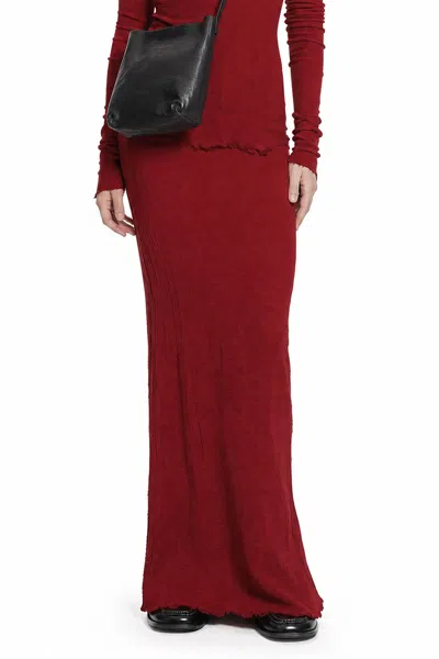 Marc Le Bihan Stretch Nylon Twill Long Skirt In Red
