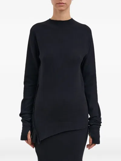 Marc Le Bihan Stretch Cotton Sweater In Black