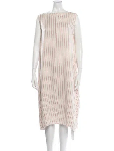 Pre-owned Marc Le Bihan Striped Midi Length Dress In Neutrals