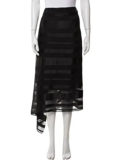 Pre-owned Marc Le Bihan Striped Midi Length Skirt In Black