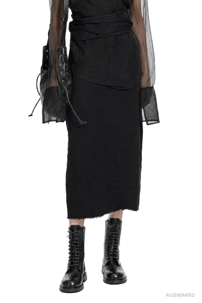 Marc Le Bihan Textured Stretch Nylon Skirt In Black