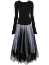 Marc Le Bihan Two-tone Tulle Midi Dress In Schwarz