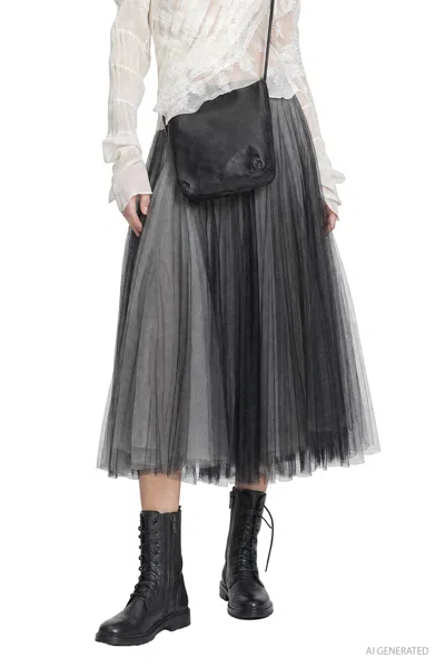 Marc Le Bihan Two-tone Tulle Midi Skirt In Gray