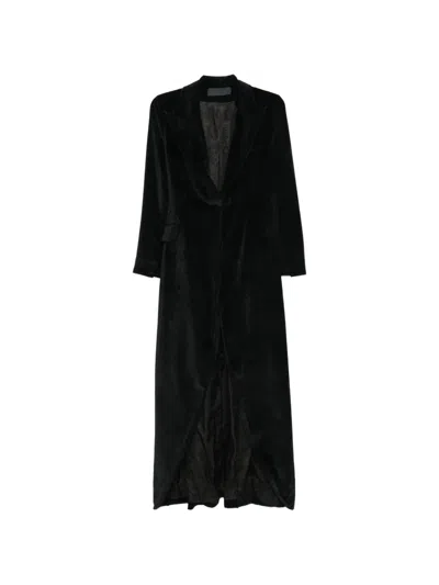 Marc Le Bihan Velvet Raw-edge Coat In Black