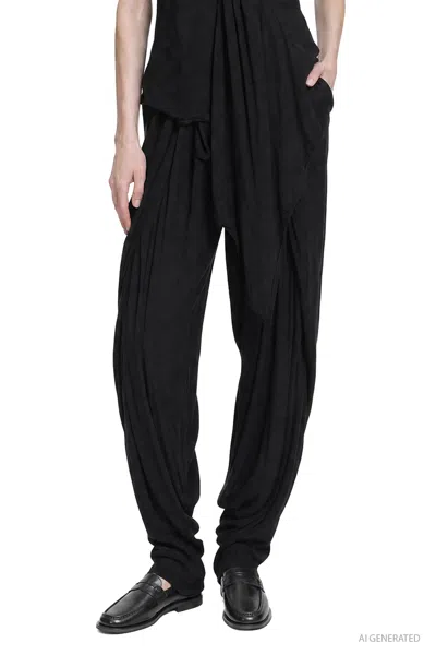 Marc Le Bihan Viscose Wool Harem Pants In Black