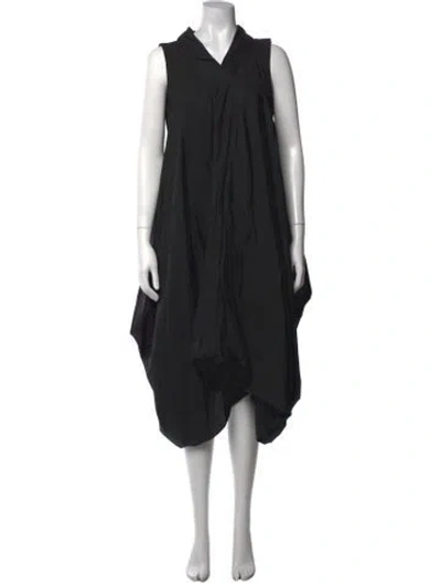 Pre-owned Marc Le Bihan V-neck Midi Length Dress In Black