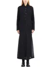 Marc Le Bihan Wool And Cotton Long Coat In Black