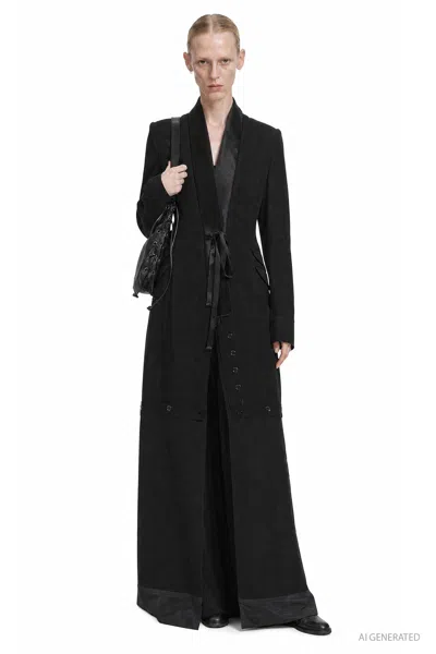 Marc Le Bihan Wool Coat With Trousers In Black