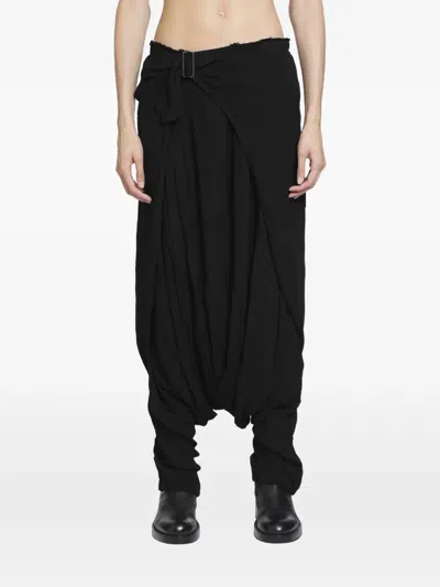 Marc Le Bihan Wrap-front Dropped-crotch Trousers In Black