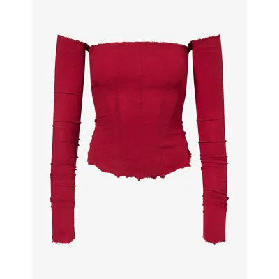 Marc Lebihan Womens Bustier Off-shoulder Stretch-knit Top Gun