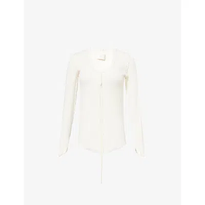 Marc Lebihan Womens Central-seam Ribbed Cotton-jersey T-shirt Ecru