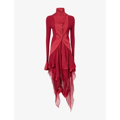 Marc Lebihan Womens  Fitted Ruffle Woven Jacket In Gun