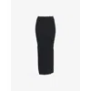 Marc Lebihan Womens Frayed-trim Crinkle Woven Midi Skirt Noir In Noir