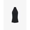 Marc Lebihan Womens Halter Corset-panelled Textured Stretch-woven Top Noir