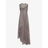 Marc Lebihan Womens Plunge Twist-front Silk Midi Dress Marron Glace