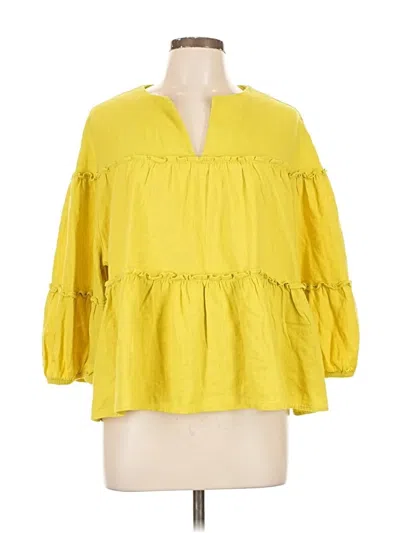 Pre-owned Marc New York Andrew Marc 3/4 Sleeve Blouse In Yellow