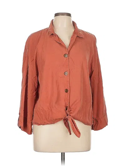 Pre-owned Marc New York Andrew Marc 3/4 Sleeve Button Down Shirt In Brown