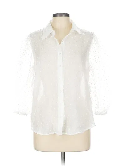 Pre-owned Marc New York Andrew Marc 3/4 Sleeve Button Down Shirt In White