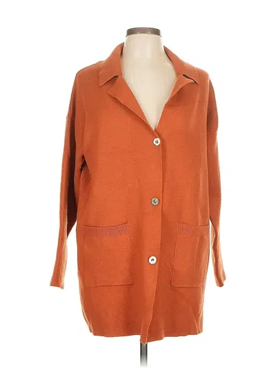 Pre-owned Marc New York Andrew Marc Cardigan Sweater In Orange