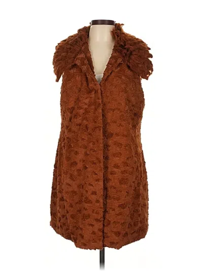 Pre-owned Marc New York Andrew Marc Faux Fur Vest In Brown