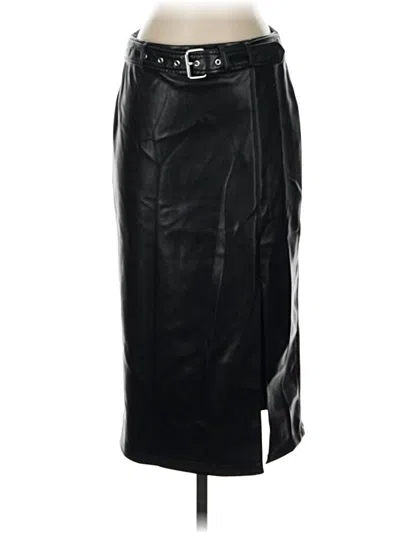 Pre-owned Marc New York Andrew Marc Faux Leather Skirt In Black