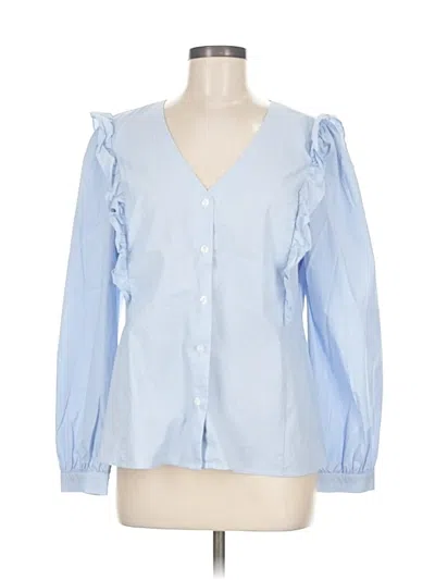 Pre-owned Marc New York Andrew Marc Long Sleeve Blouse In Blue
