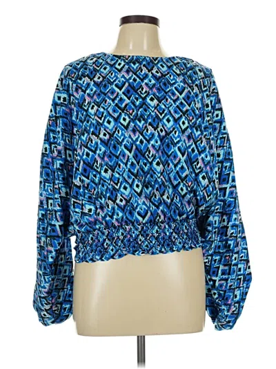 Pre-owned Marc New York Andrew Marc Long Sleeve Blouse In Blue