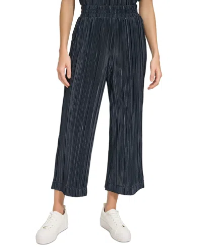 Marc New York Andrew  Women's High-rise Pull-on Plisse Crop Pants In Ink