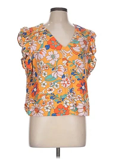 Pre-owned Marc New York Andrew Marc Short Sleeve Blouse In Orange