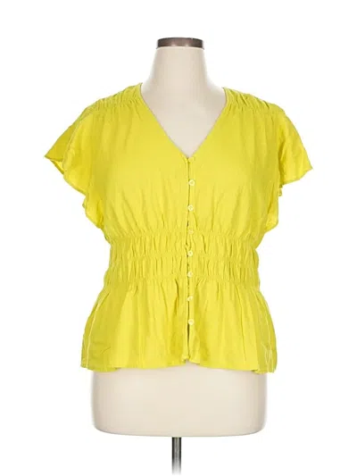 Pre-owned Marc New York Andrew Marc Short Sleeve Blouse In Yellow