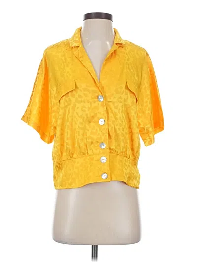 Pre-owned Marc New York Andrew Marc Short Sleeve Blouse In Yellow