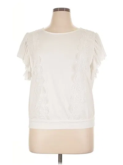 Marc New York Andrew Marc Short Sleeve Top Ivory Ruffles Neckline Tops