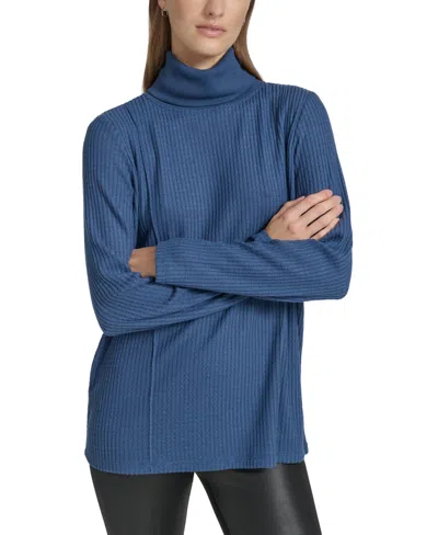 Marc New York Andrew Marc Sport Women's Brushed Waffle Turtleneck Tunic In Royal