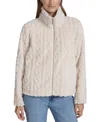 Marc New York Andrew Marc Sport Women's Cable-knit Fleece Jacket In Birch