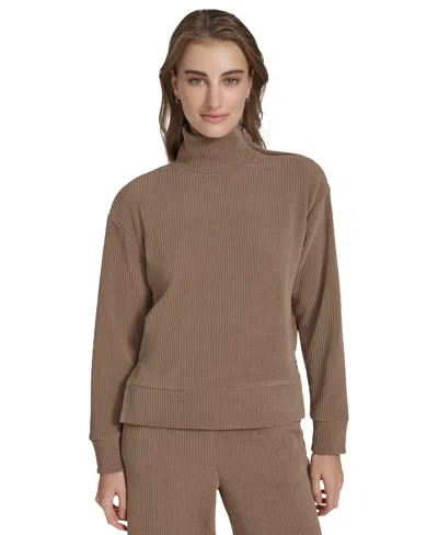 Marc New York Andrew Marc Sport Women's Chenille Ribbed Turtleneck Sweater In Cinnamon