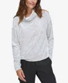Marc New York Andrew Marc Sport Women's Crushed Velvet Turtle Neck Top In Gray