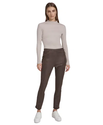 Marc New York Andrew Marc Sport Women's Faux-suede Skinny Pants In Walnut