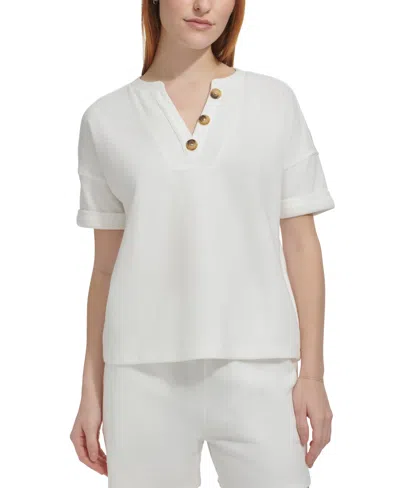 Marc New York Andrew Marc Sport Women's French Terry Henley Top In White