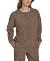 Marc New York Andrew Marc Sport Women's Fuzzy Knit Crewneck Sweatshirt In Cinnamon