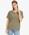 Marc New York Andrew Marc Sport Women's High-low Waffle-knit Tee In Dusty Olive