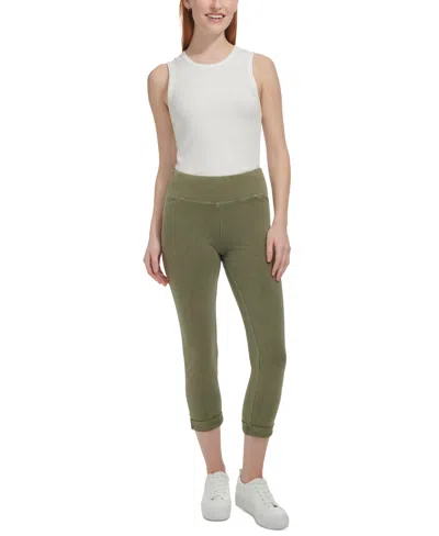 Marc New York Andrew Marc Sport Women's High-rise Cuffed Pull-on Pants In Green
