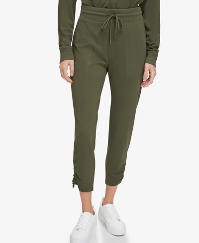 Marc New York Andrew Marc Sport Women's Jersey Cinch-hem Ankle Pants In Forest Green