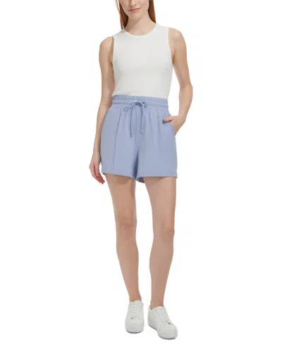 Marc New York Andrew Marc Sport Women's Lightweight Stretch-weave Drawstring Shorts In Chambray
