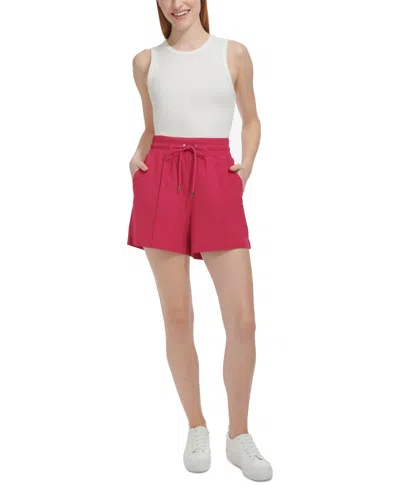 Marc New York Andrew Marc Sport Women's Lightweight Stretch-weave Drawstring Shorts In Red
